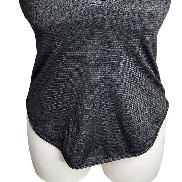 Lululemon Roll Out Tank‎ Heathered Black Petal Pop Multi Black Women's Size 4 - Picture 3 of 8